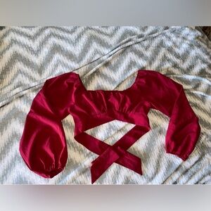 Shein Wrap Around Tie Puff Sleeve Crop Top. On Or Off Shoulder Size M